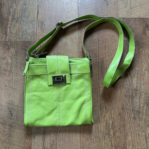 Women's Tignanello Green Leather Crossbody Bag Small